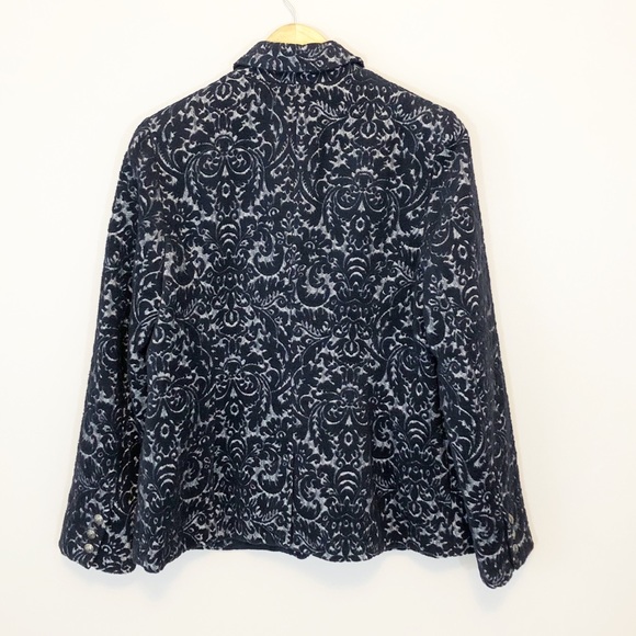 Blazer Coat Jacket Cabi Navy Blue Wool Print Work Women's Ladies 12 Long Sleeve - Picture 4 of 7